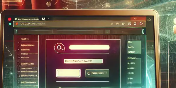 A modern, stylish room featuring a laptop displaying an adult website, emphasizing privacy and digital motifs.